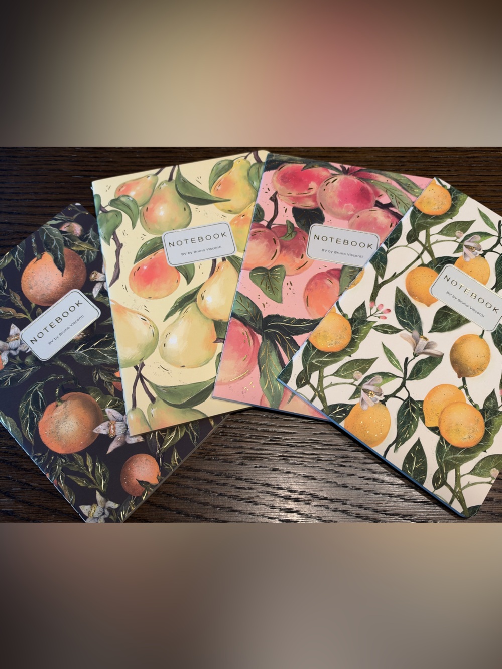 4 Pack Gorgeous Detailed Fruits Journal Set BV Bruno Visconti, perfect for gift
